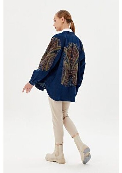 Koyu Mavi Denim Kimono modelleri
