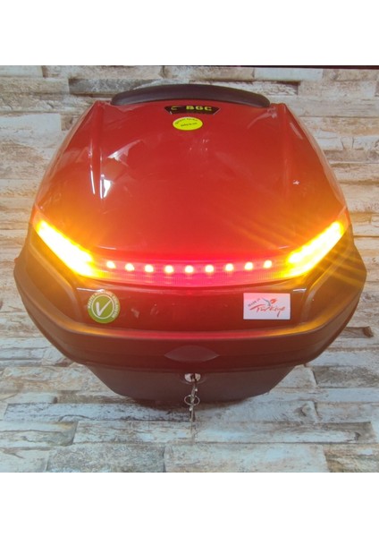 Motosiklet Arka Çanta 33 Lt Kırmızı Sinyal ve Stop Işıklı