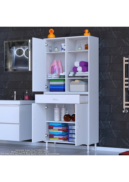 Rosa 8 Bölmeli Banyo ve Mutfak Dolabı Çok Amaçlı Dolap Tek Çekmece 5 Raf 85x173x32,5 cm modelleri