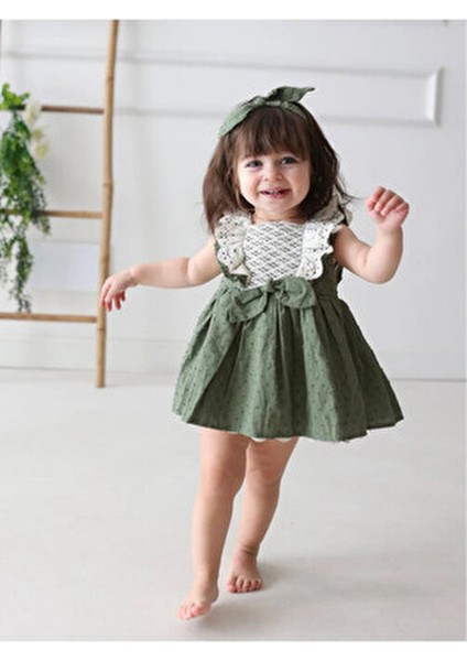 Kız Bebek Elbise Lema Bandanalı Kloş Silüet ile Trend Günlük Kullanım için