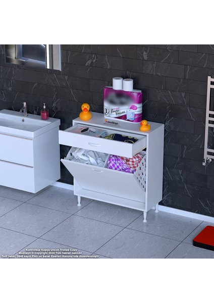 Arden 2 Göz Sepetli Dolap Kirli Çamaşır Düzenleyici Dolap 75x88x32,5 Cm