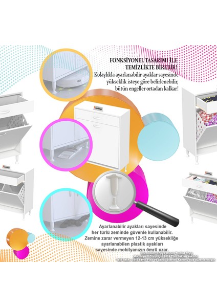 Arden 2 Göz Sepetli Dolap Kirli Çamaşır Düzenleyici Dolap 75x88x32,5 Cm indirimleri