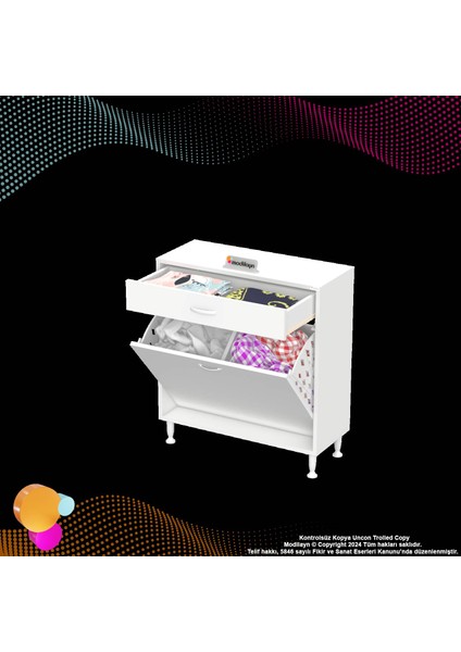 Arden 2 Göz Sepetli Dolap Kirli Çamaşır Düzenleyici Dolap 75x88x32,5 Cm