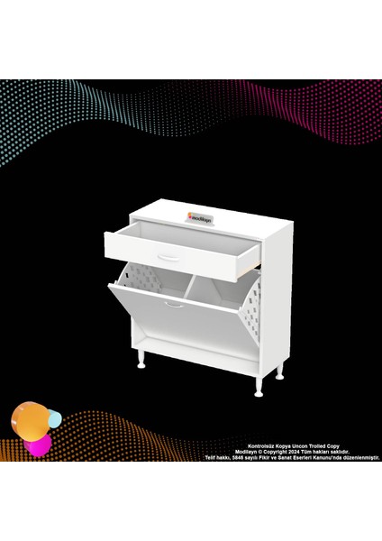 Arden 2 Göz Sepetli Dolap Kirli Çamaşır Düzenleyici Dolap 75x88x32,5 Cm