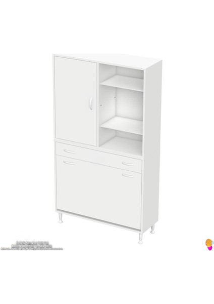 Kayra 90 cm Kirli Çamaşır Dolabı Tek Çekmece, 3 Göz Sepet, 1 Kapak, 6 Raflı Dolap 90x173x32,5 cm