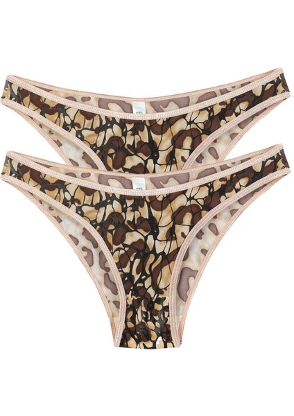 Kadın Kahverengi Desenli 2'li Slip