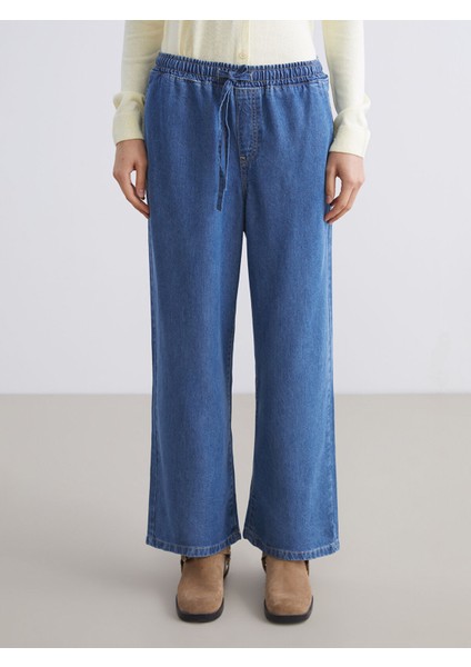 Yeni Sezon Beli Lastikli Wideleg Kadın Jean Pantolon fiyatları
