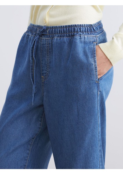 Yeni Sezon Beli Lastikli Wideleg Kadın Jean Pantolon modelleri