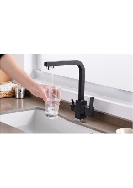 Mutfak Evye Bataryası Dual Flow Su Arıtma Çıkışlı Yeni Tasarım Siyah 7 Yıl Garantili Ithal fiyatları