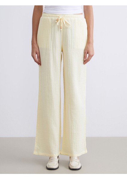 Yeni Sezon Beli Lastikli Dokulu Müslin Kadın Pantolon fiyatları