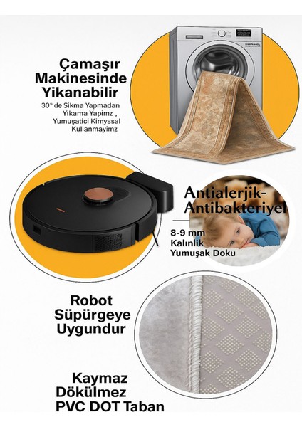 Krem Dijital Baskı Salon Halısı Kaymaz Tabanlı Yıkanabilir Halı Yolluk indirimleri