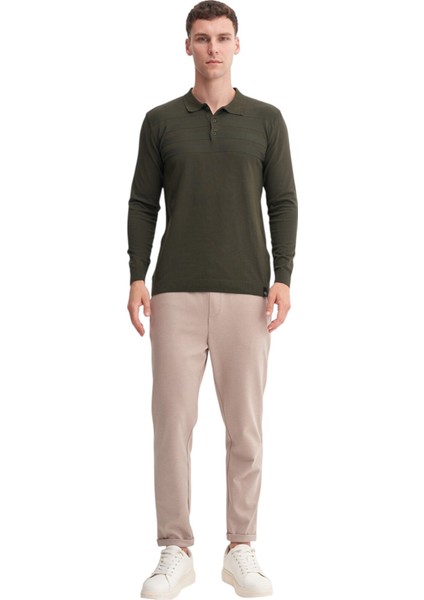 Kazak Slim Fit Viskon Karışımlı Basic Polo Yaka Kazak