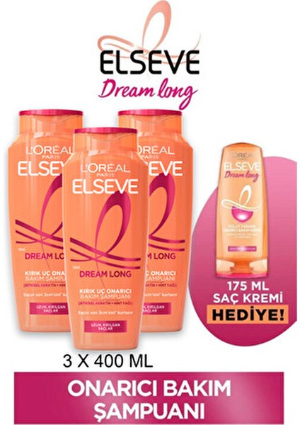 3'lü 400ML Dream Long Onarıcı Bakım Şampuan + 175ML Saç Kremi Seti