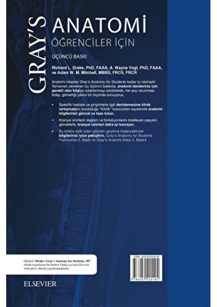 Gray's Anatomi - Öğrenciler İçin Richard L. Drake A. Wayne Vogl 3. Baskı fiyatları