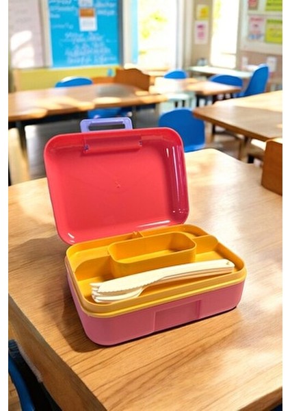 Beslenme Çantası, 5 Bölmeli, 2 Katlı, Kilit Kapaklı Yemek Saklama Kabı