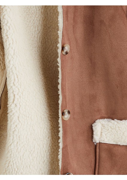 Yeni Sezon Kapüşonlu Süet Görünümlü Kız Çocuk Kaban fiyatları