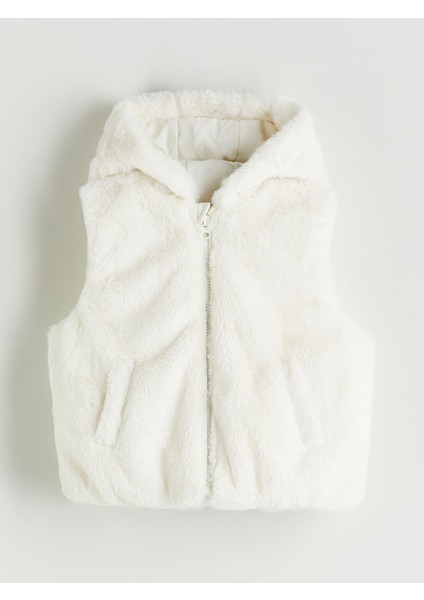 Yeni Sezon Kapüşonlu Pelüş Kız Çocuk Yelek