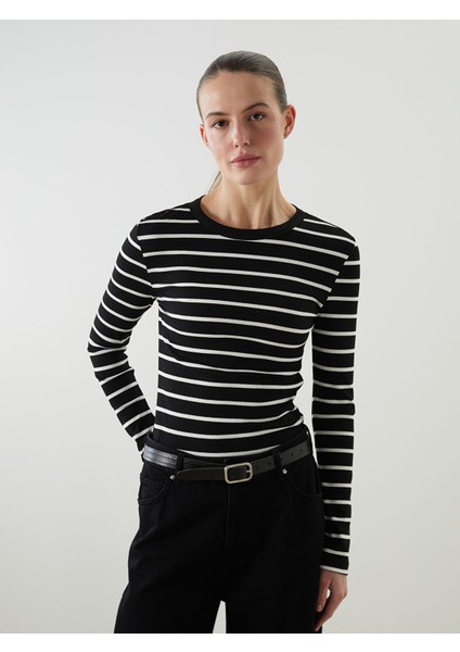 Yeni Sezon Bisiklet Yaka Çizgili Kadın Body