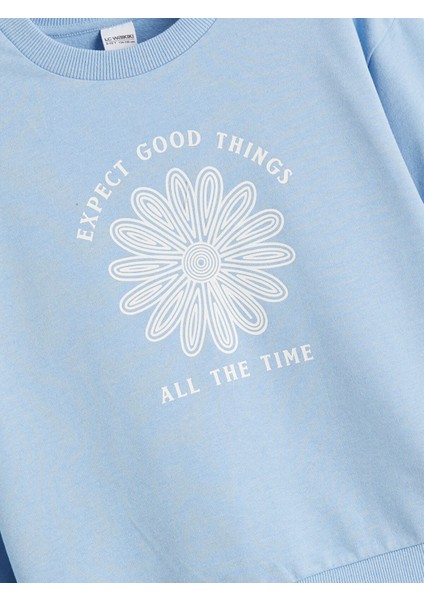 Yeni Sezon Bisiklet Yaka Baskılı Kız Çocuk Sweatshirt fiyatları