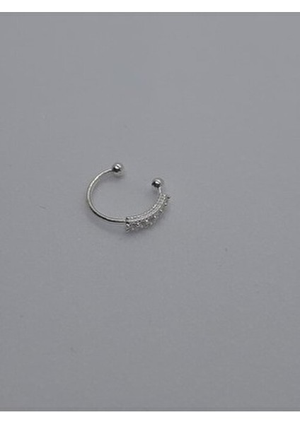 925 Ayar Gümüş Deliksiz Sıkıştırmalı Zirkon Taşlı Halka Hızma (En: 9 Mm)