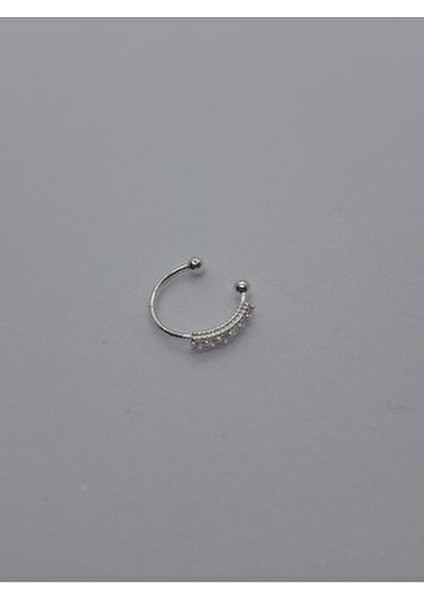 925 Ayar Gümüş Deliksiz Sıkıştırmalı Zirkon Taşlı Halka Hızma (En: 9 Mm)