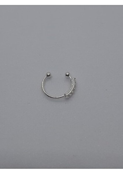 925 Ayar Gümüş Deliksiz Sıkıştırmalı Zirkon Taşlı Halka Hızma (En: 9 Mm)