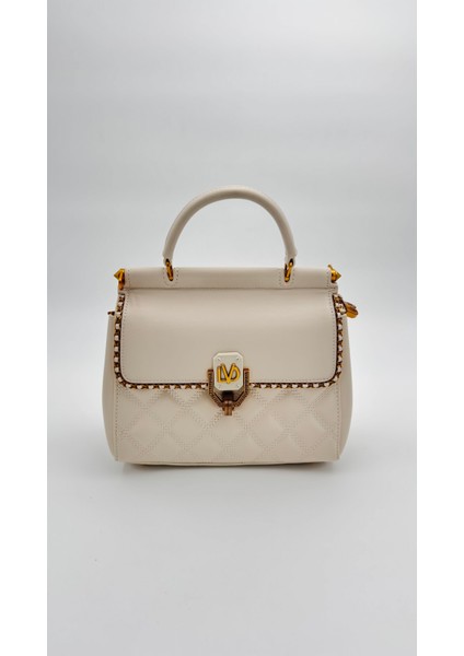 Krem Ayarlanabilir Askılı Çift Taraflı Kapitone Omuz Çantası Orijinal Levidor Premium fiyatları