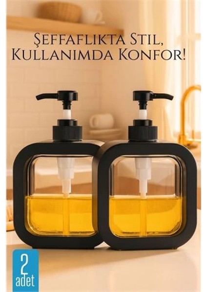 Modacar Pompalı Dispenser Sabunluk Seti – Şeffaf Gövde, Modern Tasarım | Sıvı Sabun, Şampuan, Losyon Için