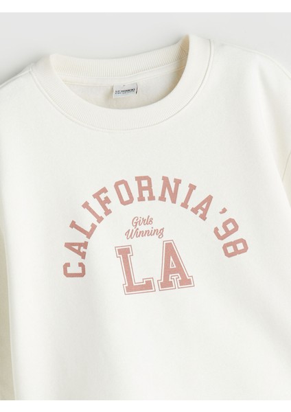 Yeni Sezon Bisiklet Yaka Baskılı Kız Çocuk Sweatshirt fiyatları