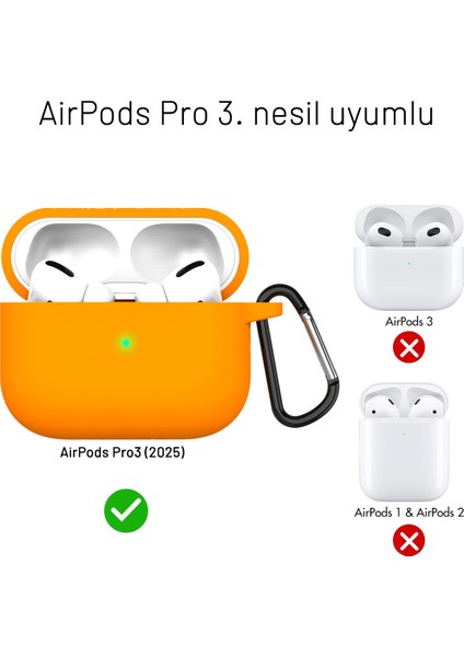 Airpods Pro 3. Nesil Uyumlu Içi Kadife Askı Aparatlı Darbelere Dayanıklı Silikon Kılıf ve Elektronik Temizleme Kalemi modelleri