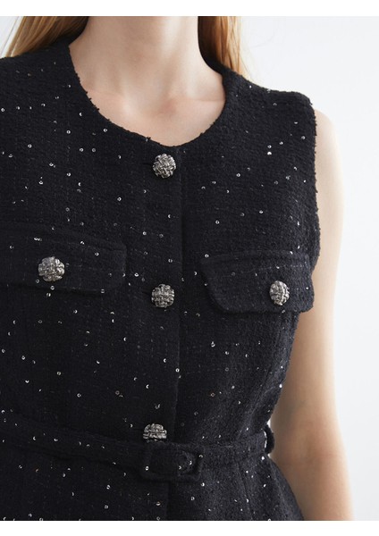 Yeni Sezon Bisiklet Yaka Taşlı Kadın Yelek modelleri