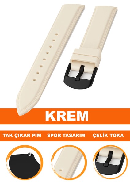 18MM-20MM-22MM-24MM Fossil-Welder-Casio-Seiko-Omega-Armani Saat Uyumlu Silikon Saat Kordonu Kayışı S01A18-05