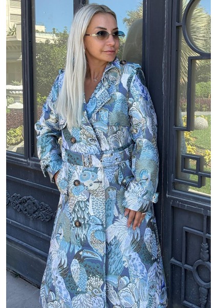 Ithal Dokuma Kumaş Önden Kuşak Bağlamalı Kadın Ceket