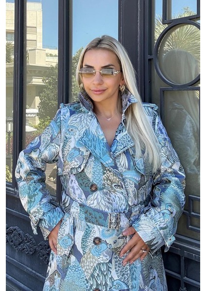 Ithal Dokuma Kumaş Önden Kuşak Bağlamalı Kadın Ceket fırsatları