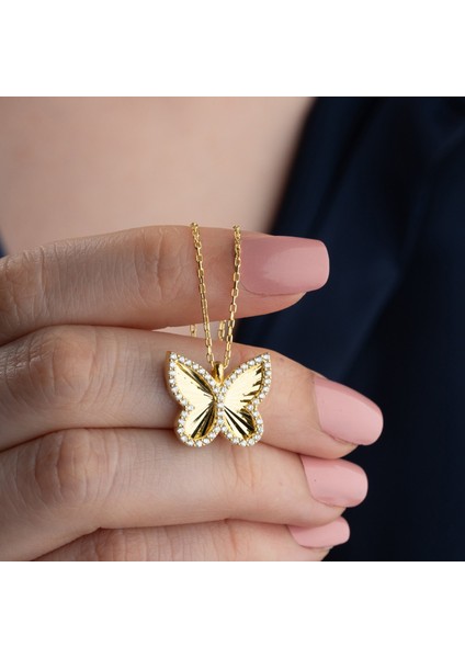 925 Ayar Gümüş Dokulu ve Taşlı Yonca Kolye