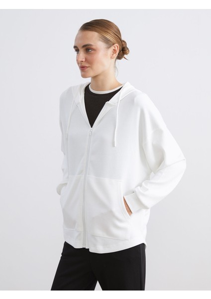 Yeni Sezon Kapüşonlu Oversize Kadın Fermuarlı Sweatshirt