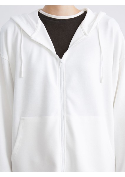 Yeni Sezon Kapüşonlu Oversize Kadın Fermuarlı Sweatshirt modelleri