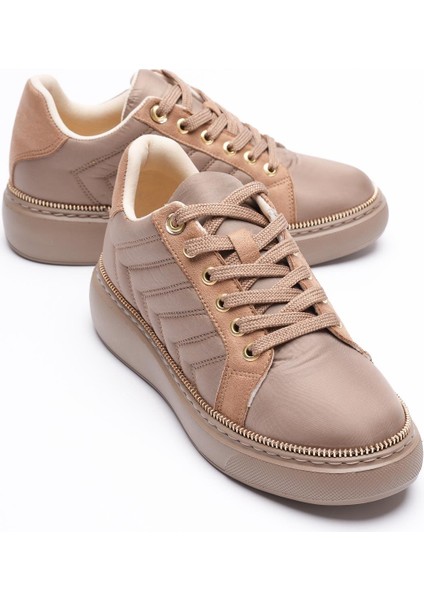 Kadın Spor Ayakkabı Paraşüt Gold Fermuar Detaylı Vizon Tayra