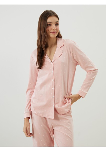 Yeni Sezon Büyük Beden Gömlek Yaka Kalp Baskılı Kadın Pijama Takımı indirimleri