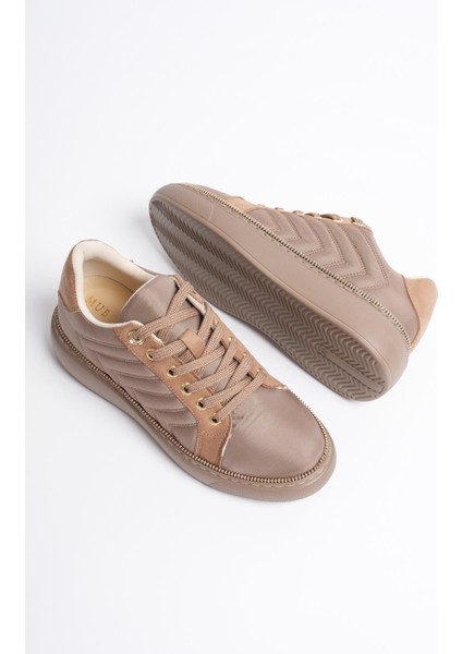 Kadın Spor Ayakkabı Paraşüt Gold Fermuar Detaylı Vizon Tayra modelleri