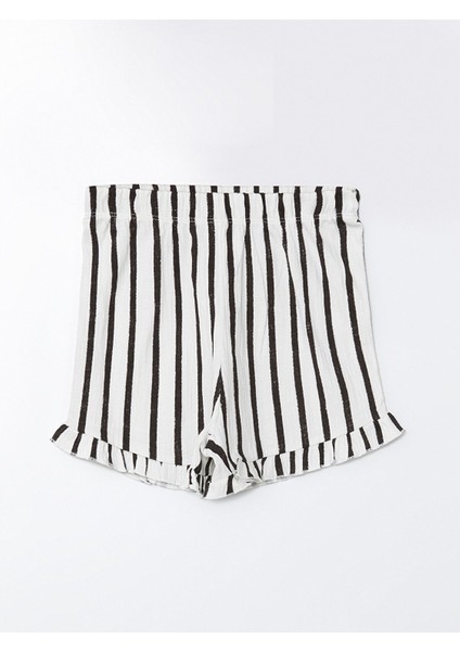 Yeni Sezon Beli Lastikli Çizgili Kız Bebek Şort