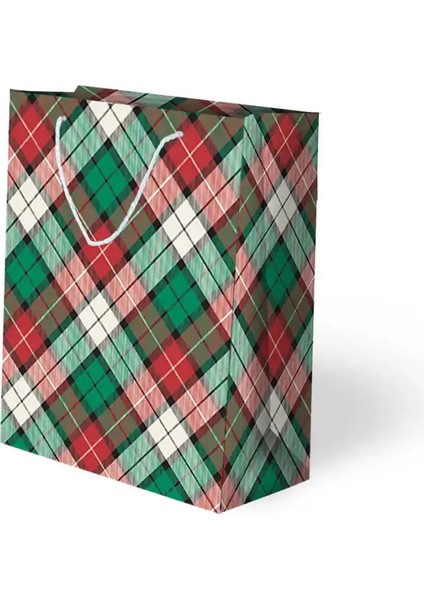 Ekose Desenli Karton Çanta 25X30CM