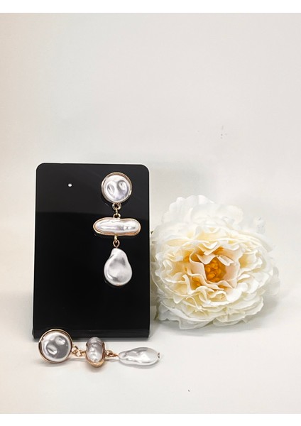 Barok Incili Sallantılı Kadın Küpe – Zarif Şık Takı Modeli, Gold Kaplama Modern Tasarım modelleri