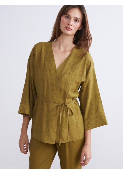 Yeni Sezon Şal Yaka Dokulu Kadın Kimono