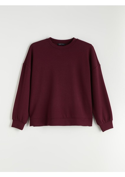 Yeni Sezon Bisiklet Yaka Oversize Kadın Sweatshirt indirimleri