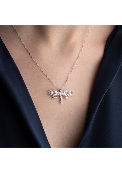 925 Ayar Gümüş Baget Taşlı Yusufçuk Kolye