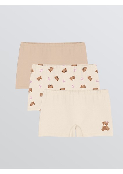 Yeni Sezon Ayı Teddy Baskılı Kız Çocuk Boxer 3'lü