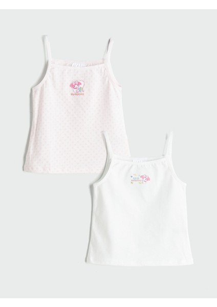 Yeni Sezon Kare Yaka Hello Kitty Baskılı Kız Çocuk Atlet 2'li