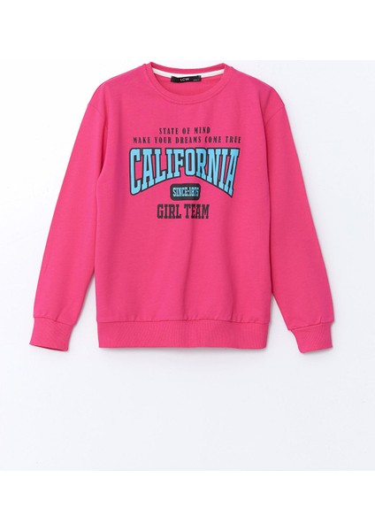 Yeni Sezon Bisiklet Yaka Uzun Kollu Baskılı Kız Çocuk Sweatshirt