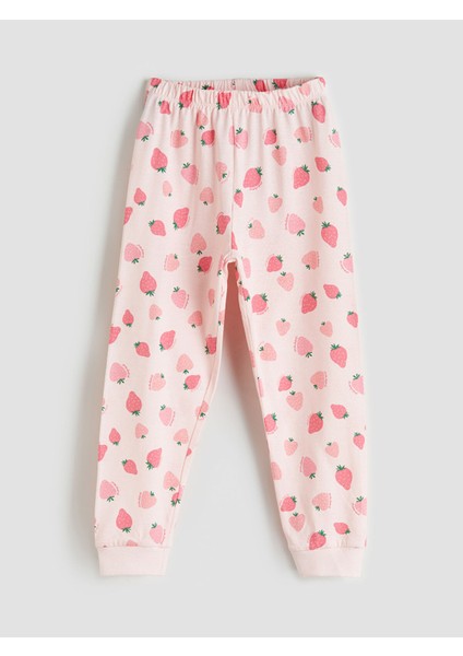 Yeni Sezon Bisiklet Yaka Çilek Baskılı Kız Çocuk Pijama Takımı modelleri